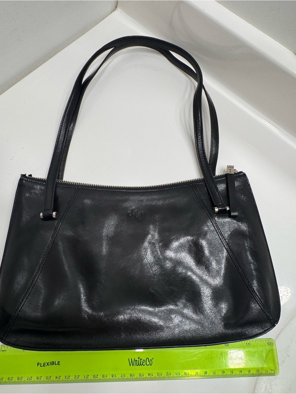 Monsac Black genuine Leather Shoulder Bag VTG